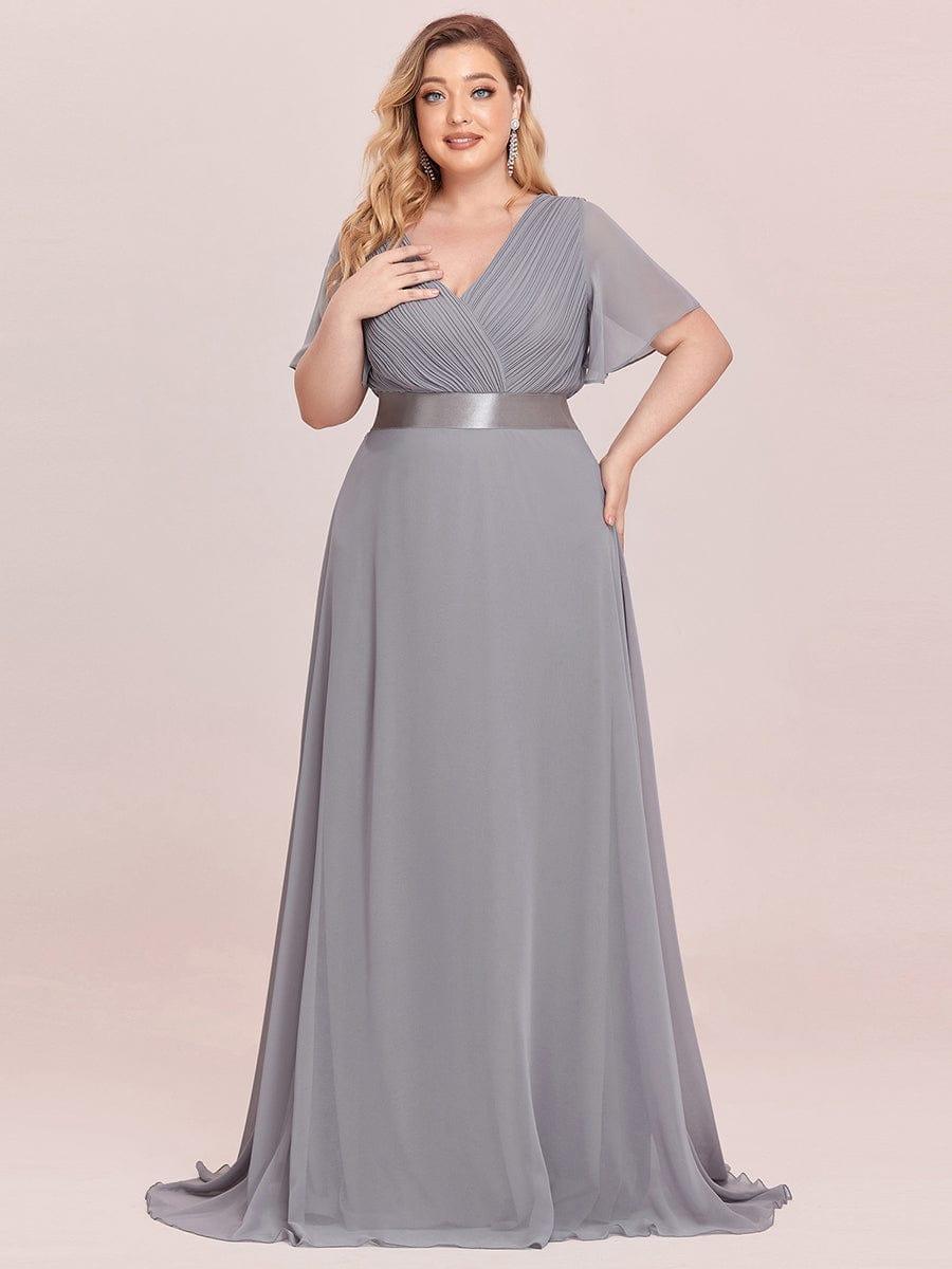 Beautiful Plus Size A-Line Chiffon Evening Dress with Sleeves