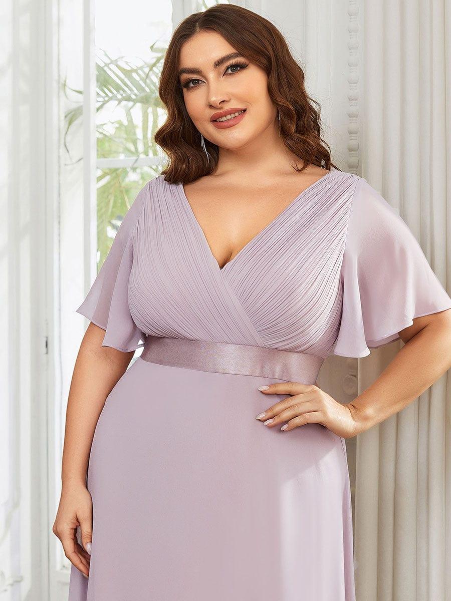Beautiful Plus Size A-Line Chiffon Evening Dress with Sleeves