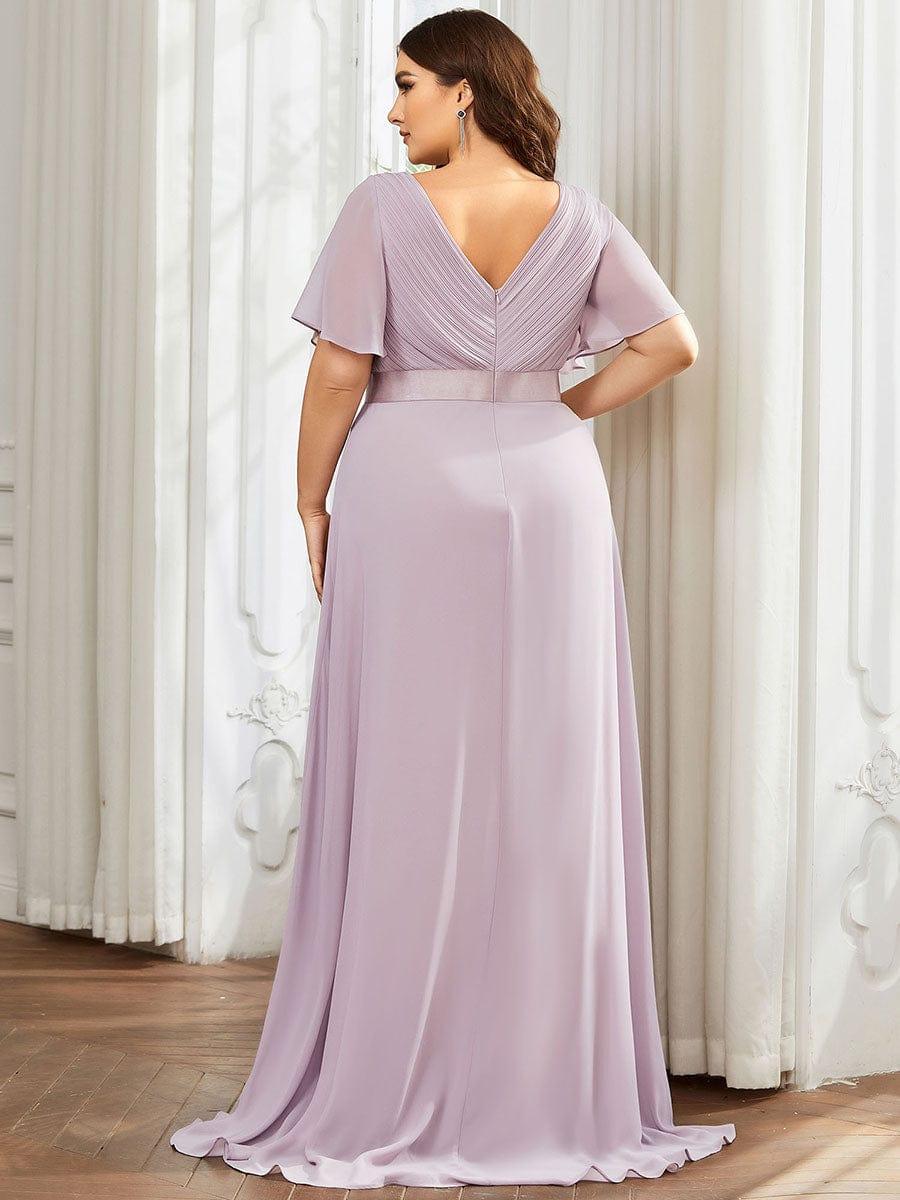 Beautiful Plus Size A-Line Chiffon Evening Dress with Sleeves
