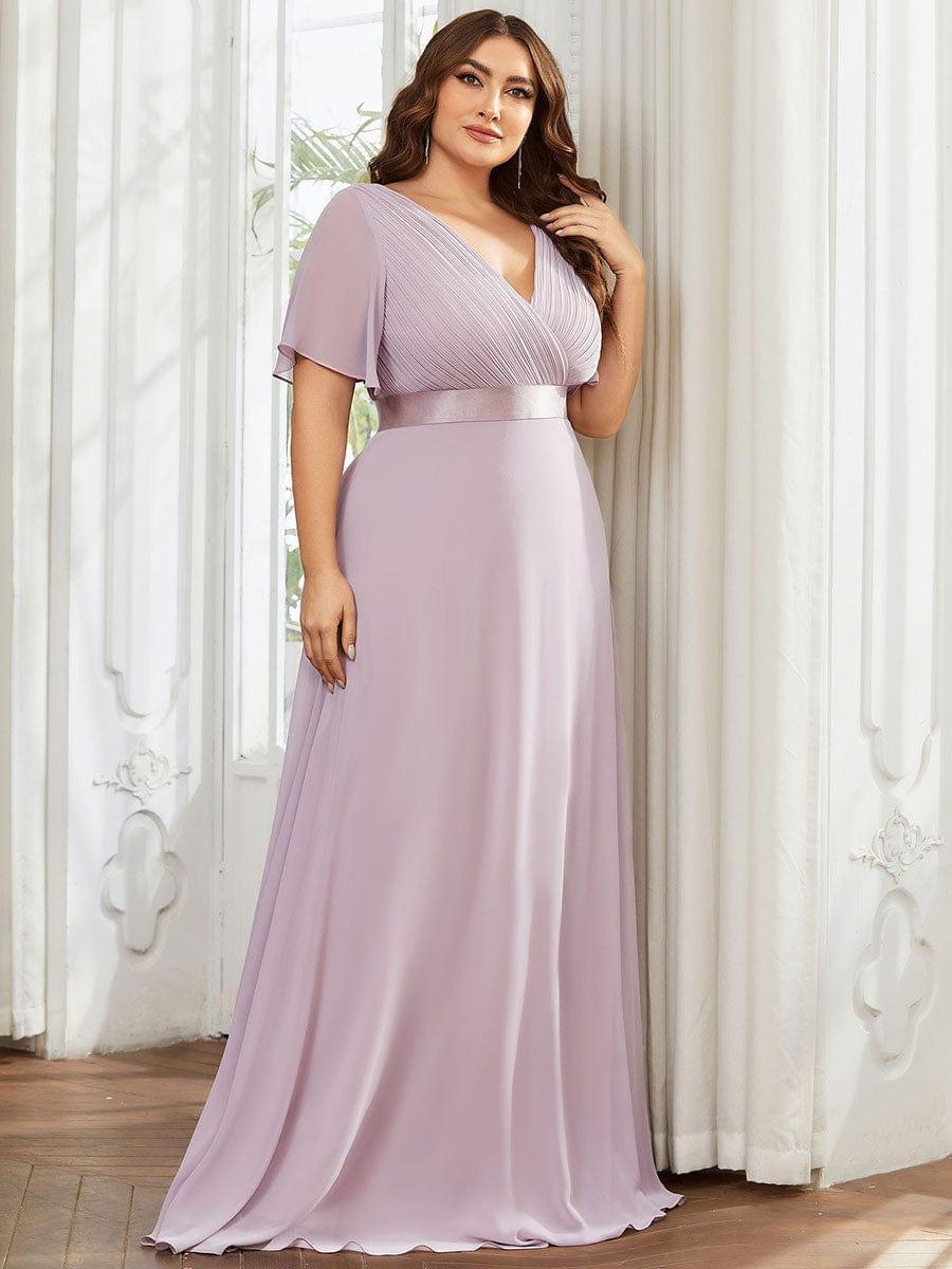 Beautiful Plus Size A-Line Chiffon Evening Dress with Sleeves