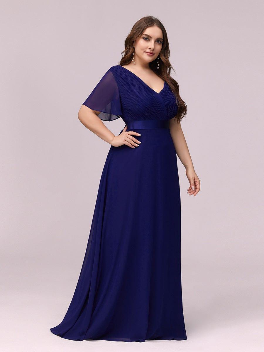 Beautiful Plus Size A-Line Chiffon Evening Dress with Sleeves