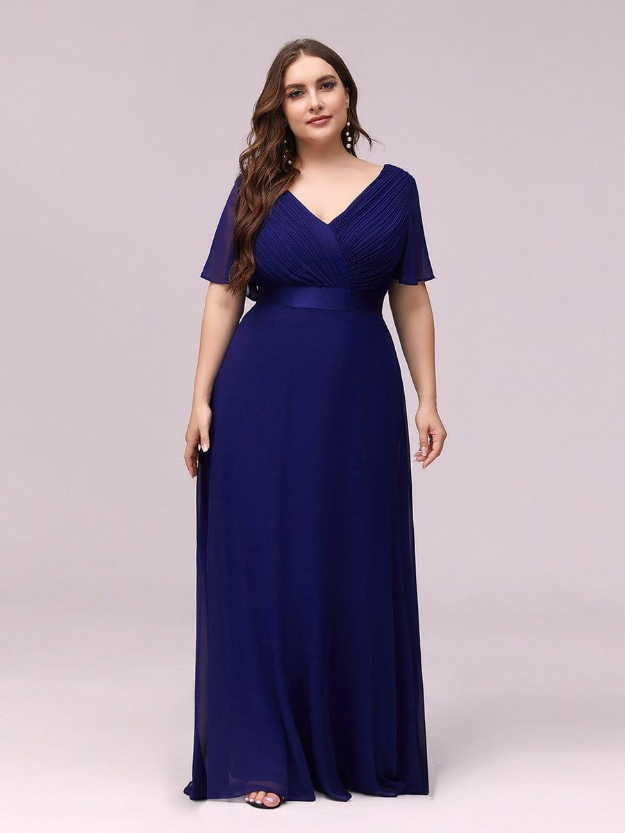 Beautiful Plus Size A-Line Chiffon Evening Dress with Sleeves