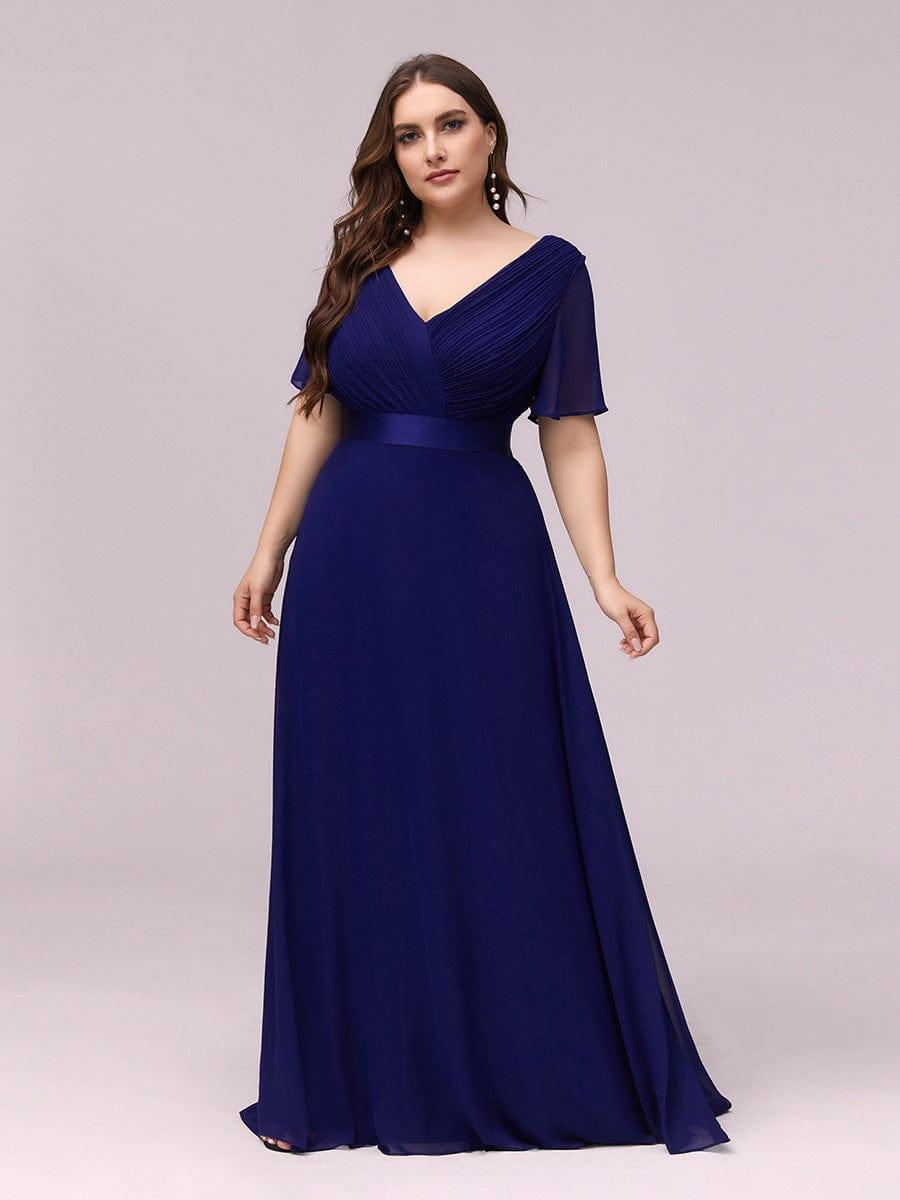 Beautiful Plus Size A-Line Chiffon Evening Dress with Sleeves