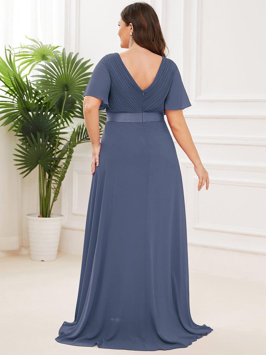 Beautiful Plus Size A-Line Chiffon Evening Dress with Sleeves