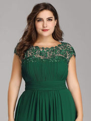 Modern Plus Size Maxi Floor-Length Lace Bridesmaid Dress with Cap Sleeves