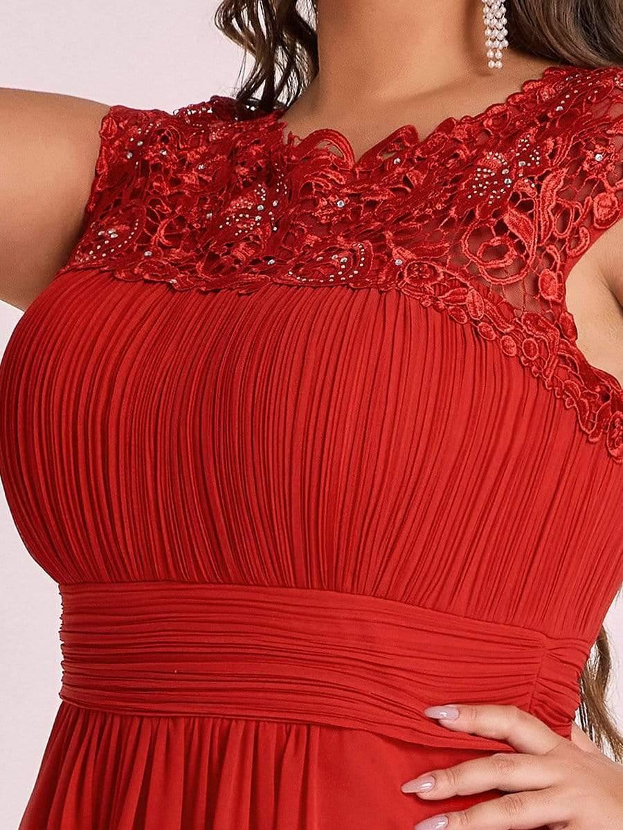 Modern Plus Size Maxi Floor-Length Lace Bridesmaid Dress with Cap Sleeves