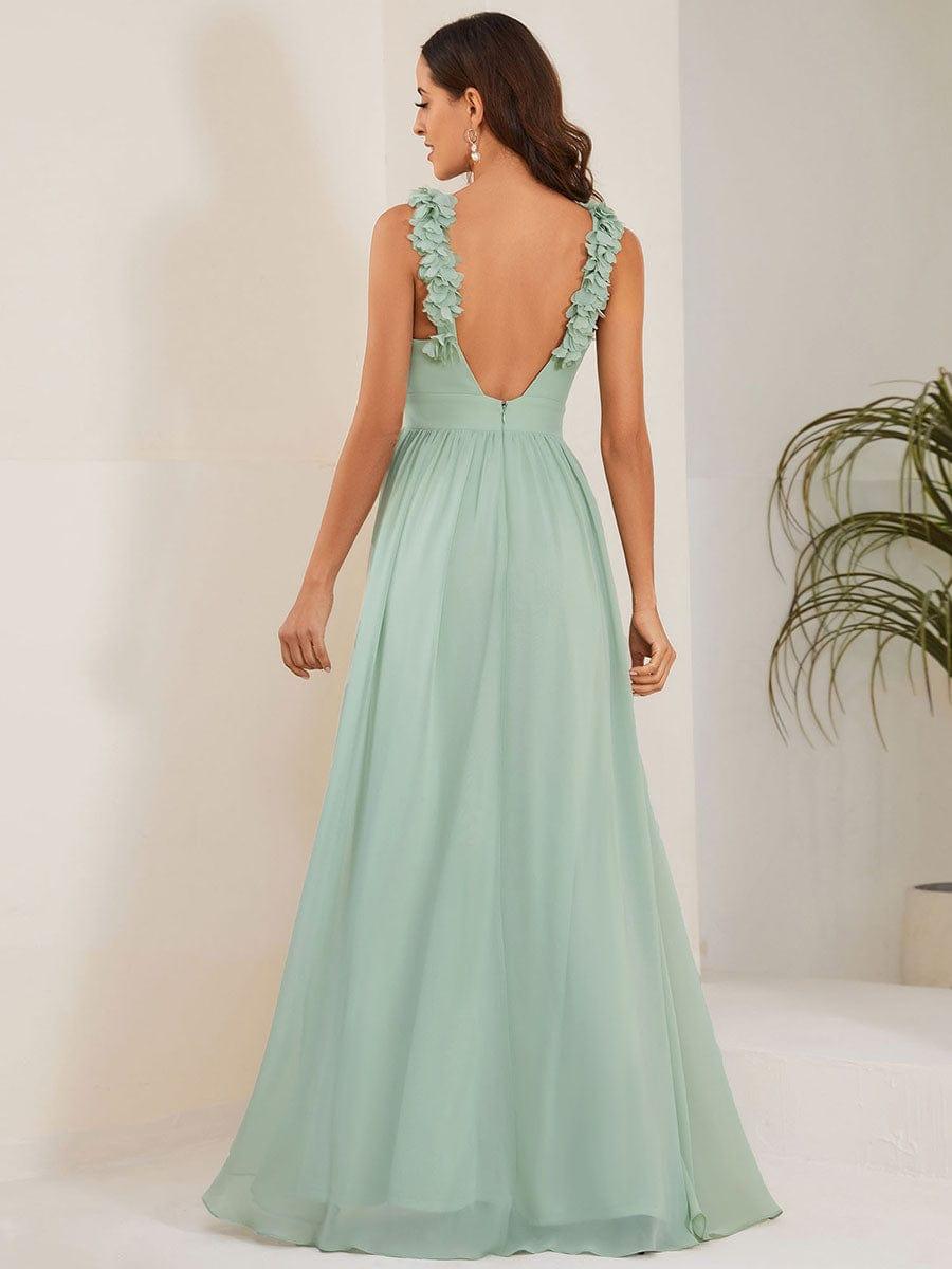 Gorgeous Sleeveless Pleated Chiffon Bridesmaid Dress with Appliques
