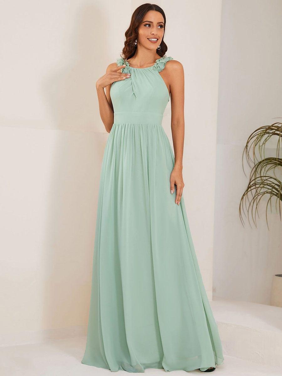 Gorgeous Sleeveless Pleated Chiffon Bridesmaid Dress with Appliques