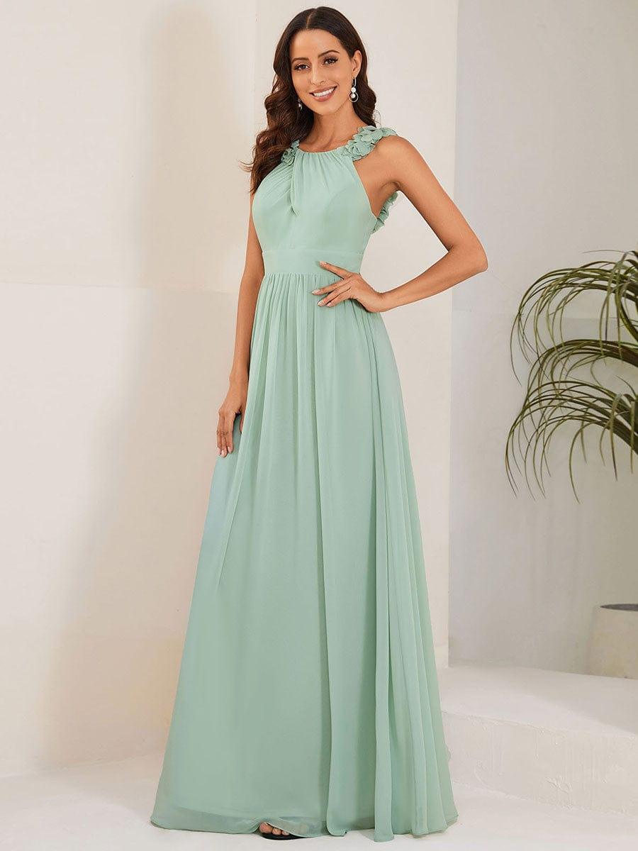 Gorgeous Sleeveless Pleated Chiffon Bridesmaid Dress with Appliques