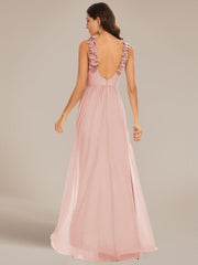 Gorgeous Sleeveless Pleated Chiffon Bridesmaid Dress with Appliques