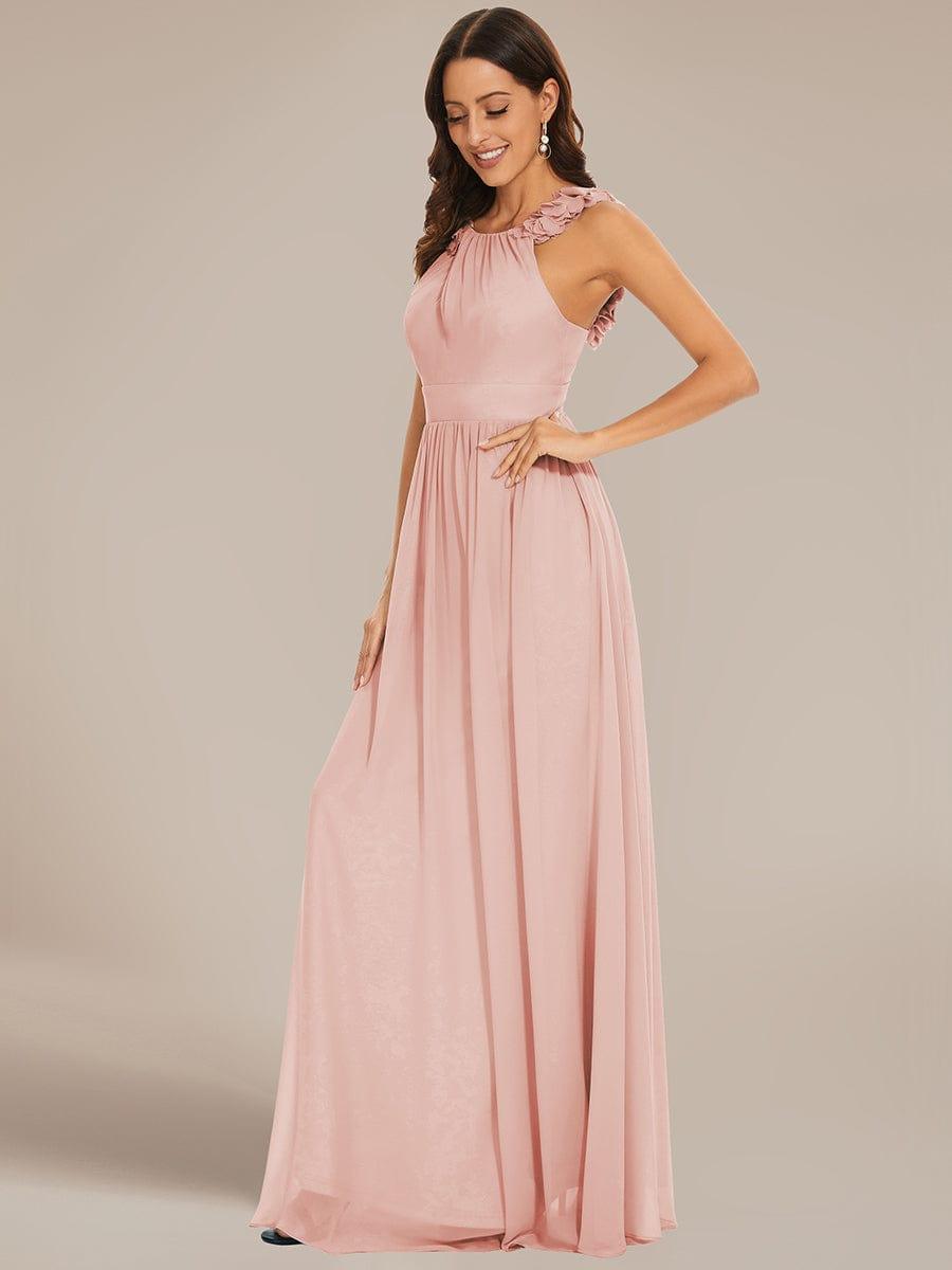 Gorgeous Sleeveless Pleated Chiffon Bridesmaid Dress with Appliques