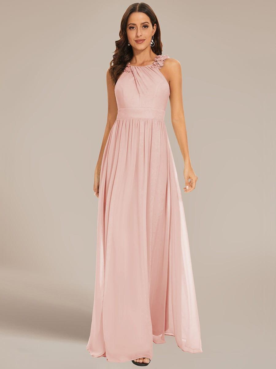Gorgeous Sleeveless Pleated Chiffon Bridesmaid Dress with Appliques