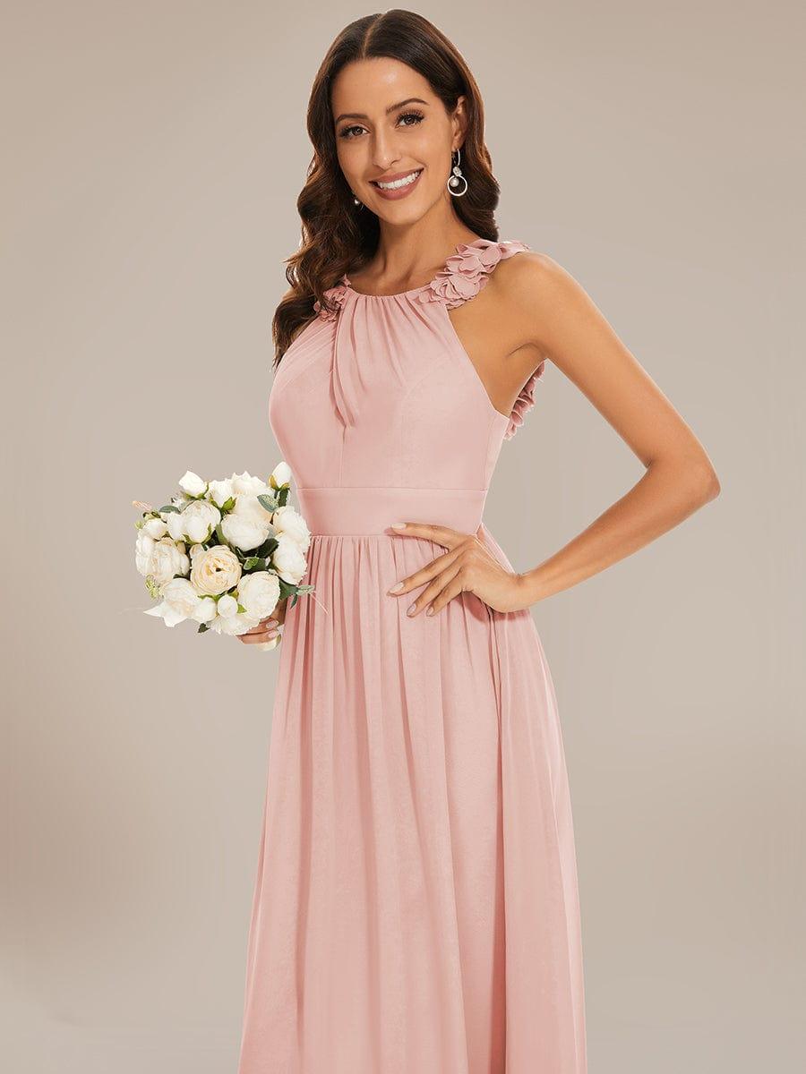 Gorgeous Sleeveless Pleated Chiffon Bridesmaid Dress with Appliques