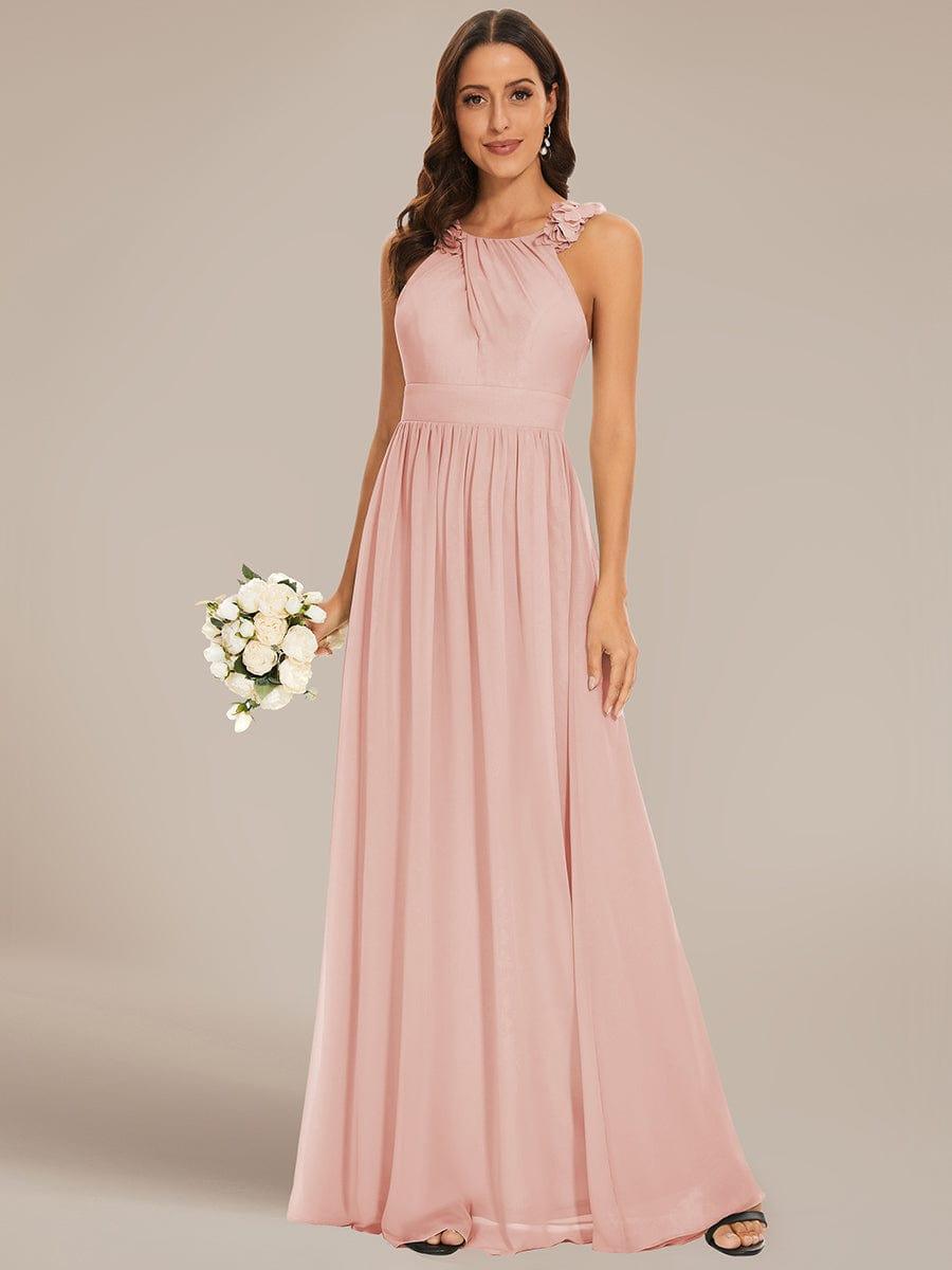 Gorgeous Sleeveless Pleated Chiffon Bridesmaid Dress with Appliques