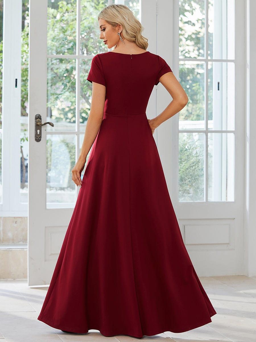 Simple Pleated Empire Waist A-Line Chiffon Bridesmaid Dress with Sleeves