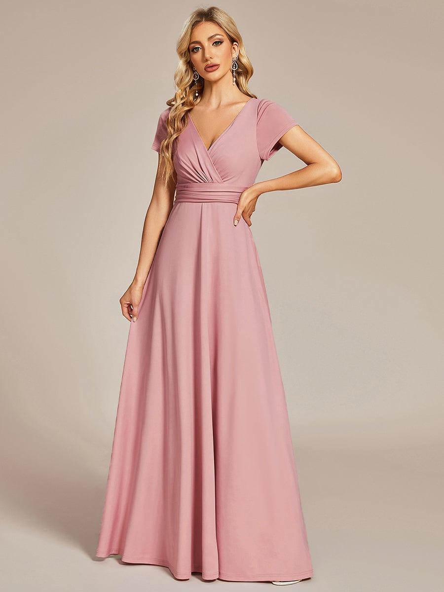 Simple Pleated Empire Waist A-Line Chiffon Bridesmaid Dress with Sleeves