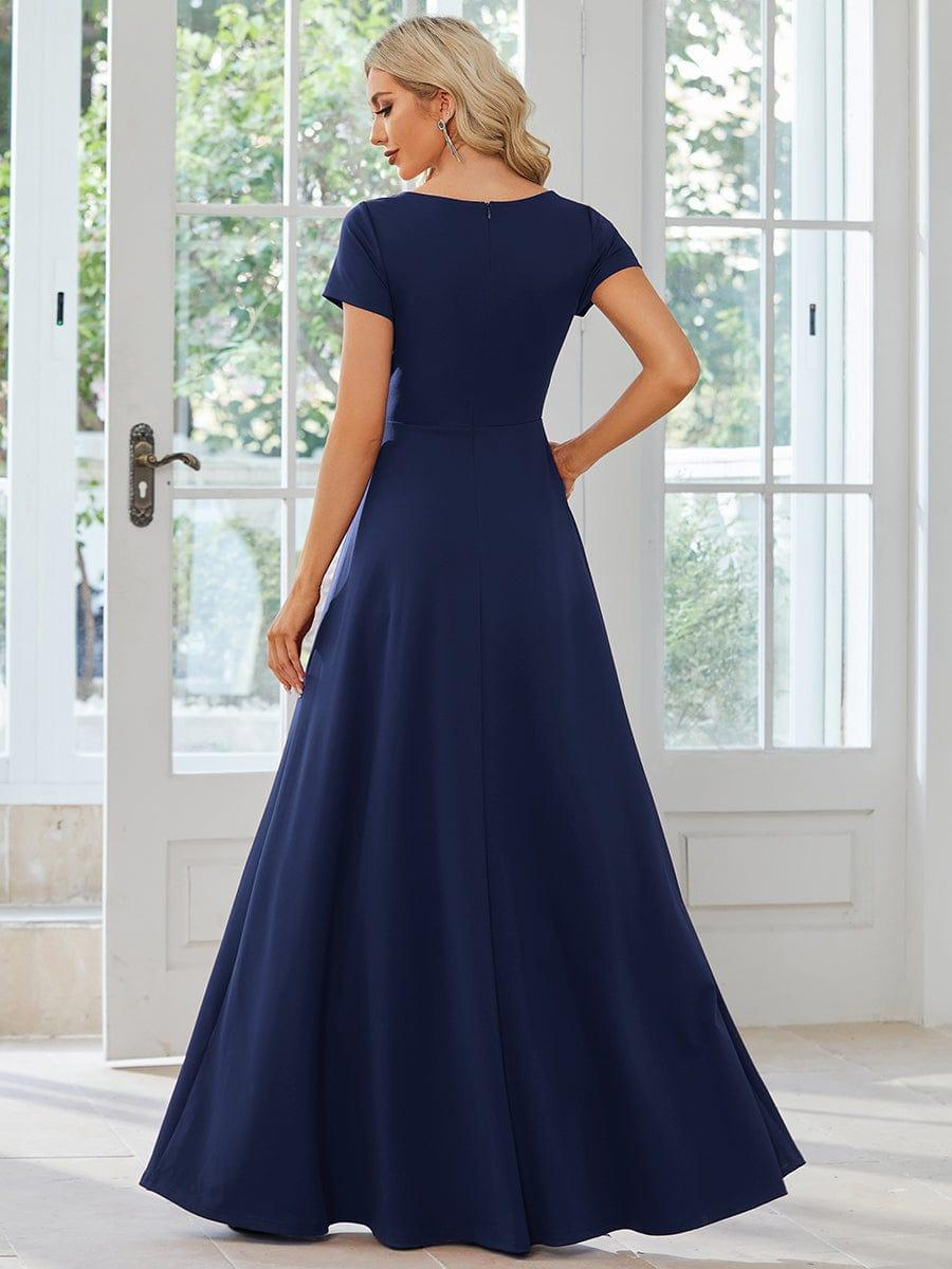 Simple Pleated Empire Waist A-Line Chiffon Bridesmaid Dress with Sleeves