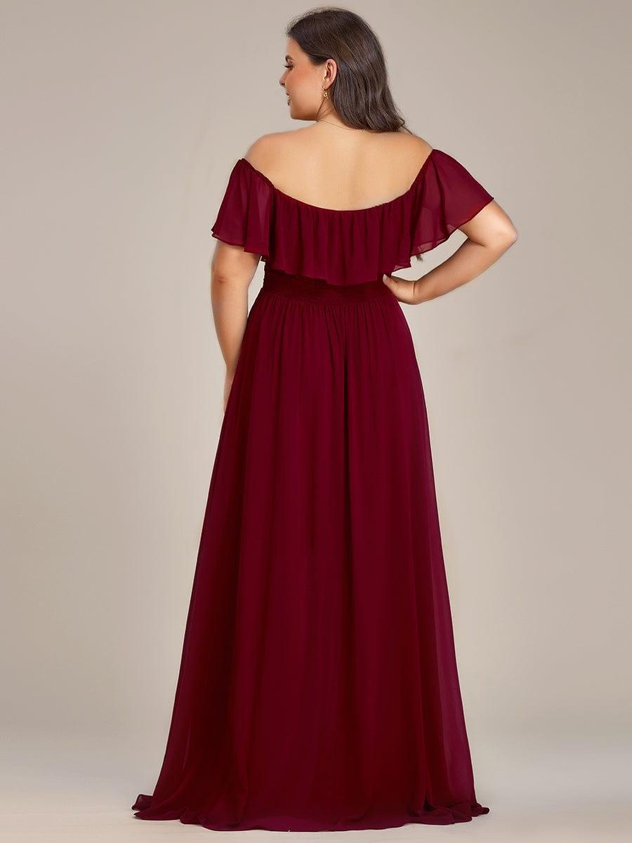 Dazzling Plus Size Hi-Lo Chiffon Off-The-Shoulder Bridesmaid Dress