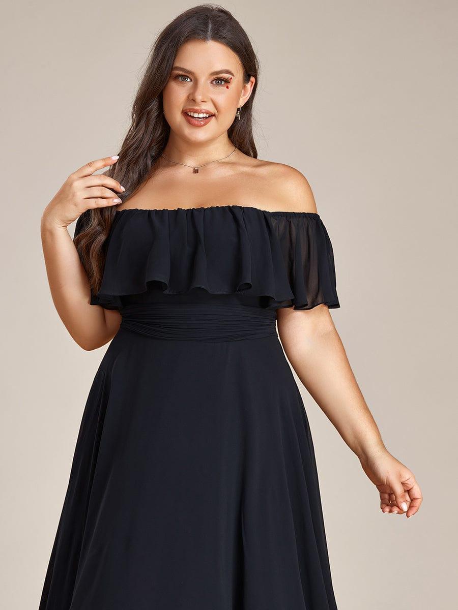 Dazzling Plus Size Hi-Lo Chiffon Off-The-Shoulder Bridesmaid Dress