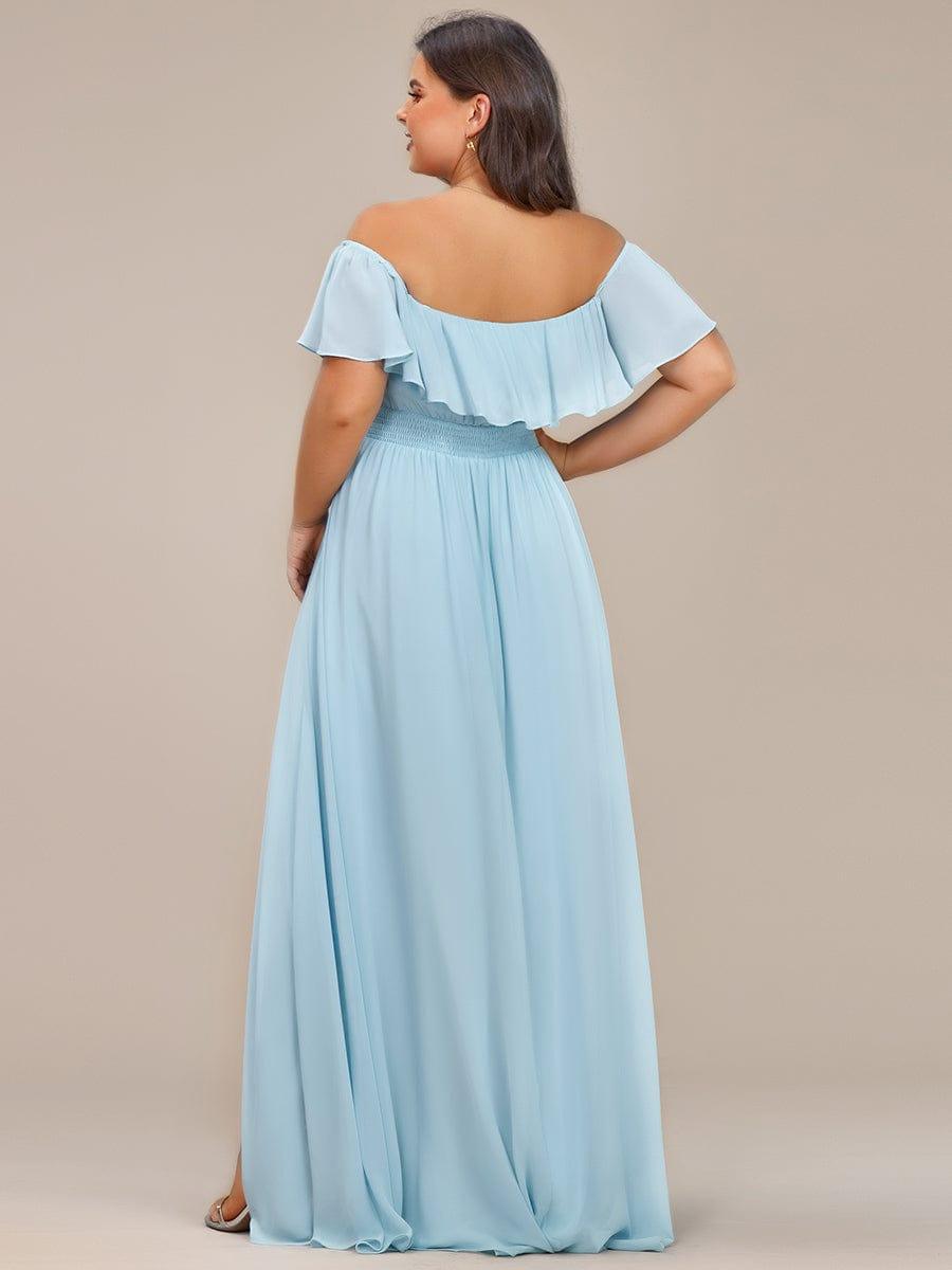 Dazzling Plus Size Hi-Lo Chiffon Off-The-Shoulder Bridesmaid Dress