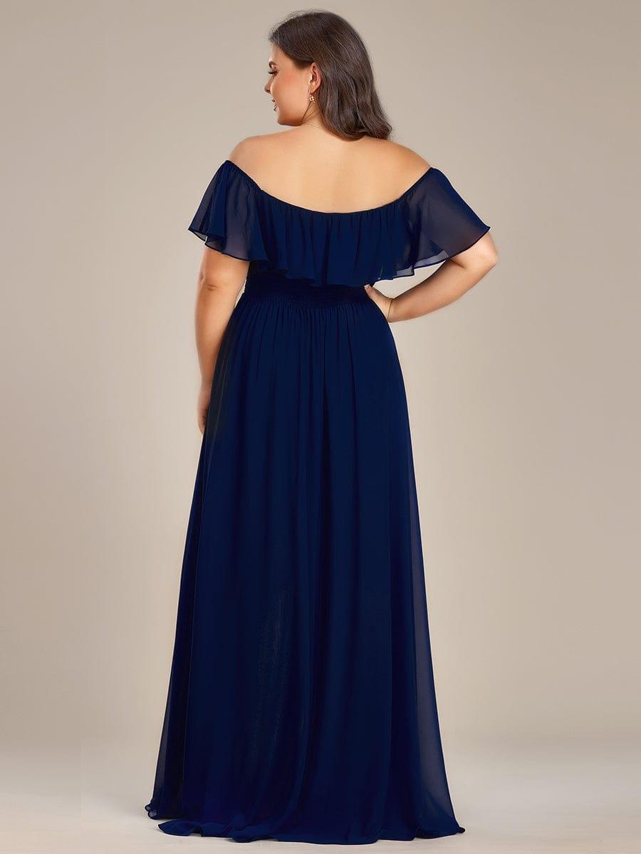 Dazzling Plus Size Hi-Lo Chiffon Off-The-Shoulder Bridesmaid Dress