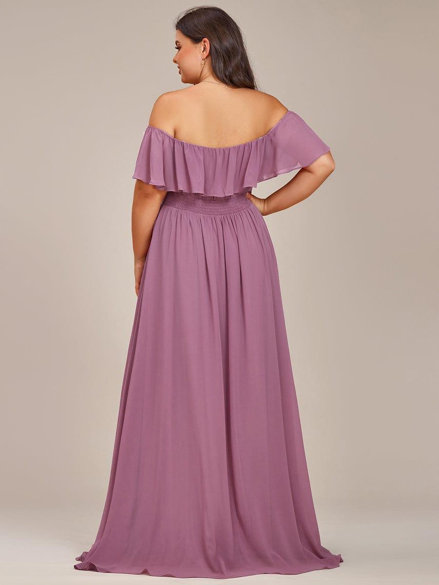 Dazzling Plus Size Hi-Lo Chiffon Off-The-Shoulder Bridesmaid Dress