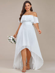 Dazzling Plus Size Hi-Lo Chiffon Off-The-Shoulder Bridesmaid Dress