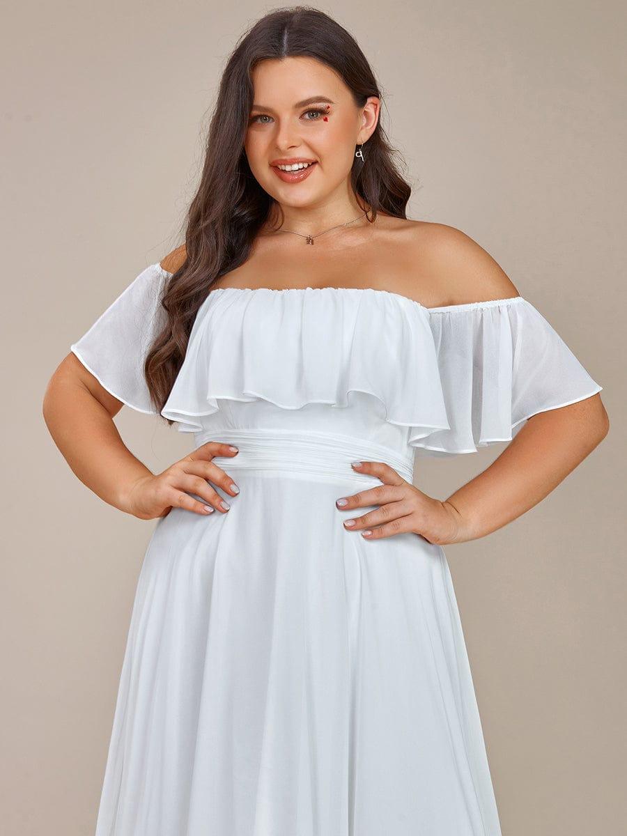 Dazzling Plus Size Hi-Lo Chiffon Off-The-Shoulder Bridesmaid Dress