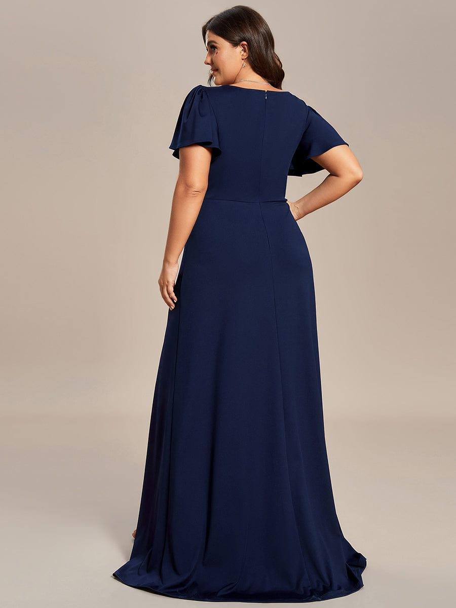 Flattering Plus Size Short Sleeves A-Line Bridesmaid Dress with Slit