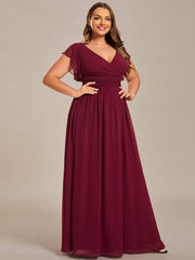 Lovely Plus Size Chiffon A-Line Backless Bridesmaid Dress