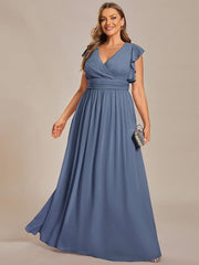 Lovely Plus Size Chiffon A-Line Backless Bridesmaid Dress