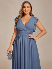 Lovely Plus Size Chiffon A-Line Backless Bridesmaid Dress