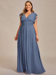 Lovely Plus Size Chiffon A-Line Backless Bridesmaid Dress