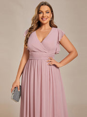Lovely Plus Size Chiffon A-Line Backless Bridesmaid Dress