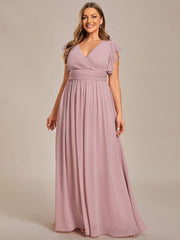 Lovely Plus Size Chiffon A-Line Backless Bridesmaid Dress