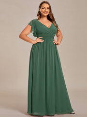 Lovely Plus Size Chiffon A-Line Backless Bridesmaid Dress