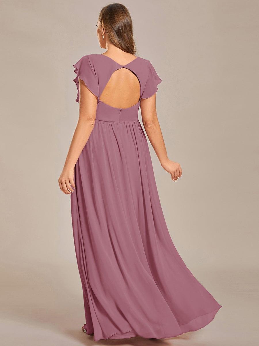 Lovely Plus Size Chiffon A-Line Backless Bridesmaid Dress