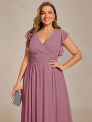 Lovely Plus Size Chiffon A-Line Backless Bridesmaid Dress