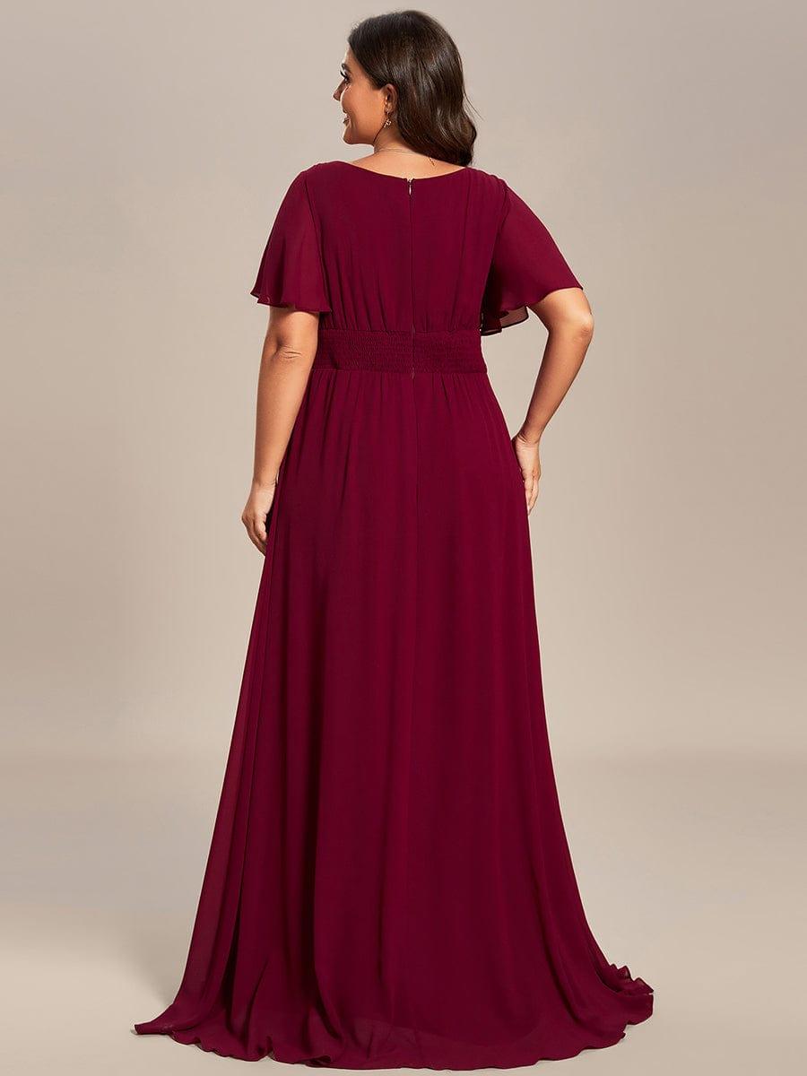 Stylish Plus Size Chiffon A-Line Jewel Neck Bridesmaid Dress with Sleeves