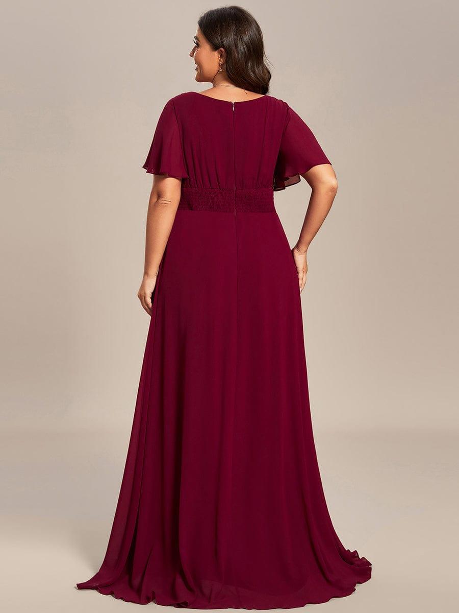 Classic Chiffon Pleated A-Line Bridesmaid Dress with Short Sleeves