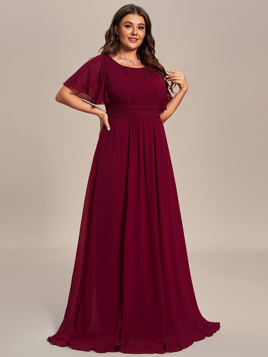 Stylish Plus Size Chiffon A-Line Jewel Neck Bridesmaid Dress with Sleeves