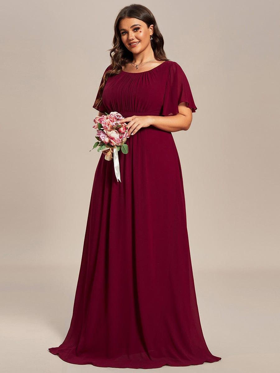 Stylish Plus Size Chiffon A-Line Jewel Neck Bridesmaid Dress with Sleeves