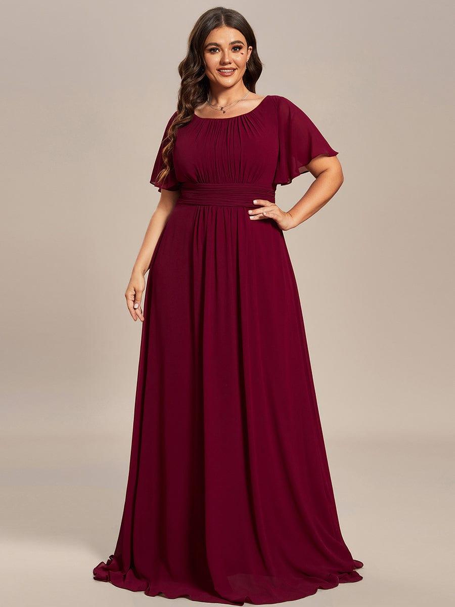 Classic Chiffon Pleated A-Line Bridesmaid Dress with Short Sleeves