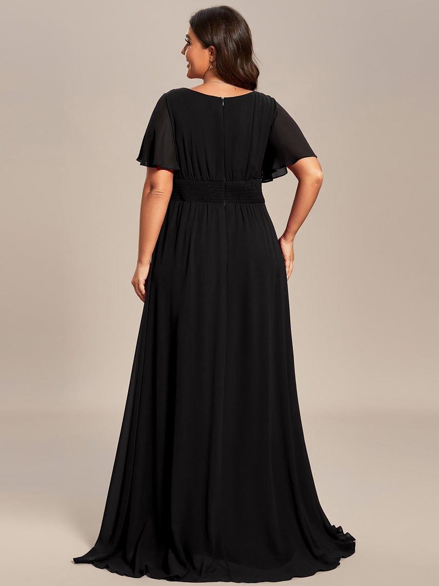 Classic Chiffon Pleated A-Line Bridesmaid Dress with Short Sleeves