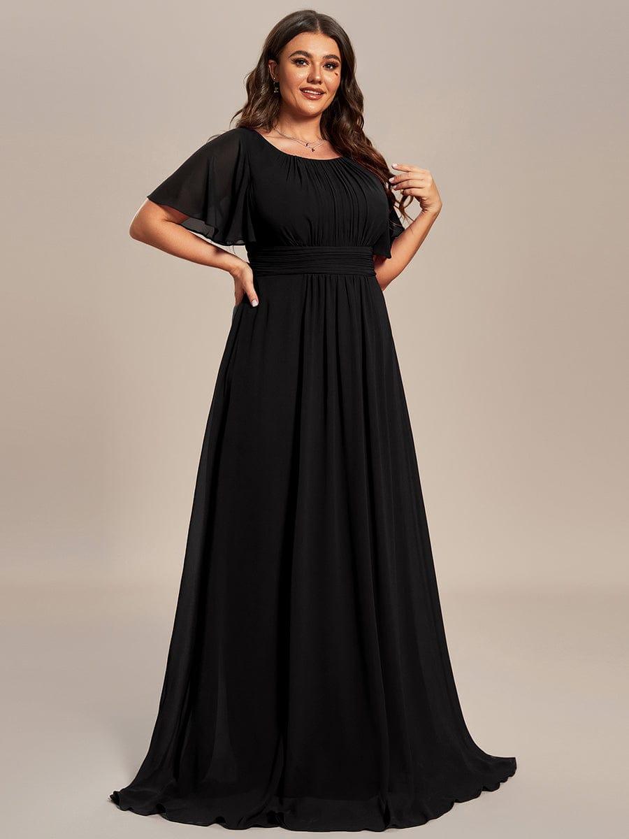 Classic Chiffon Pleated A-Line Bridesmaid Dress with Short Sleeves