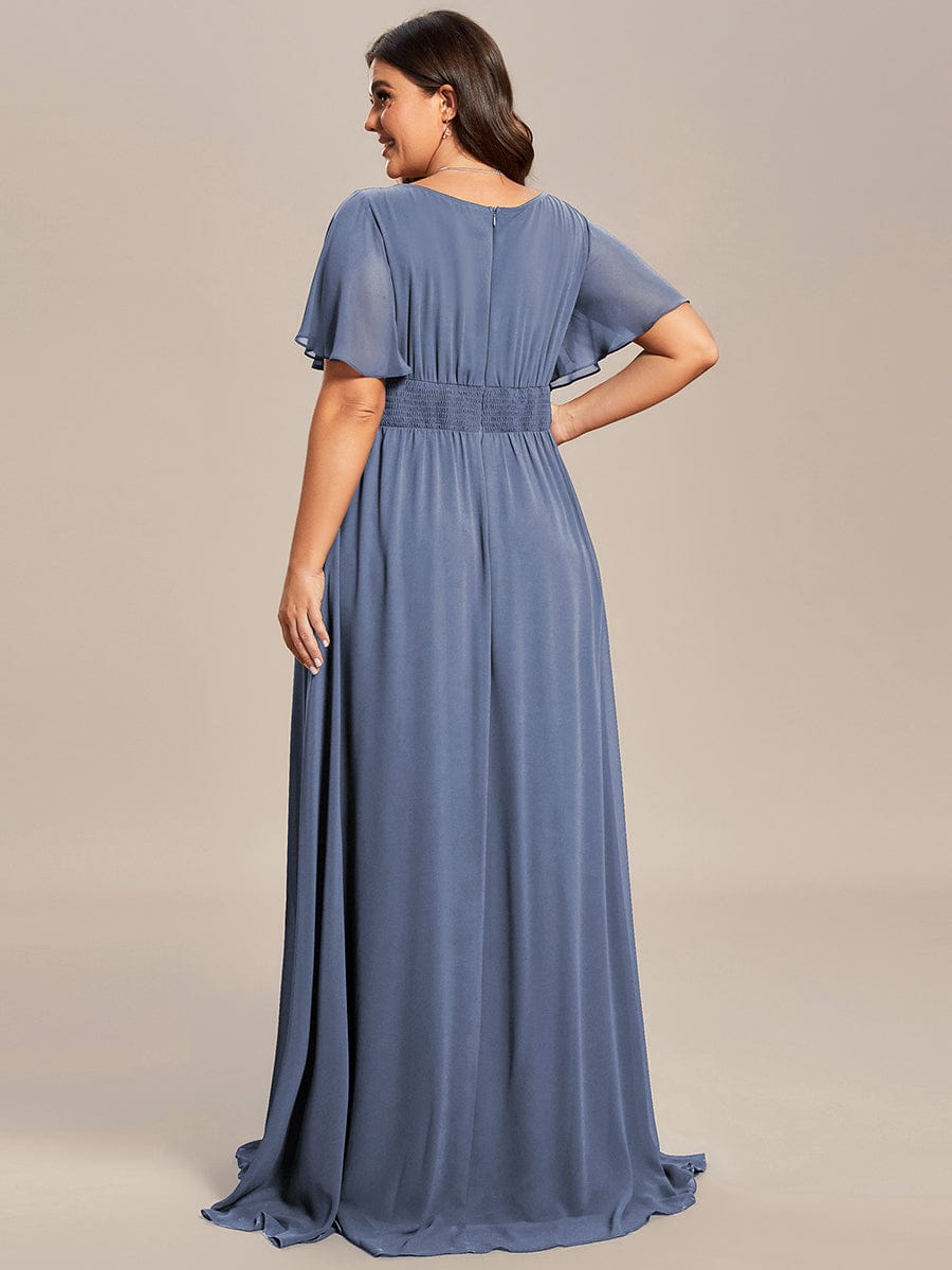 Classic Chiffon Pleated A-Line Bridesmaid Dress with Short Sleeves