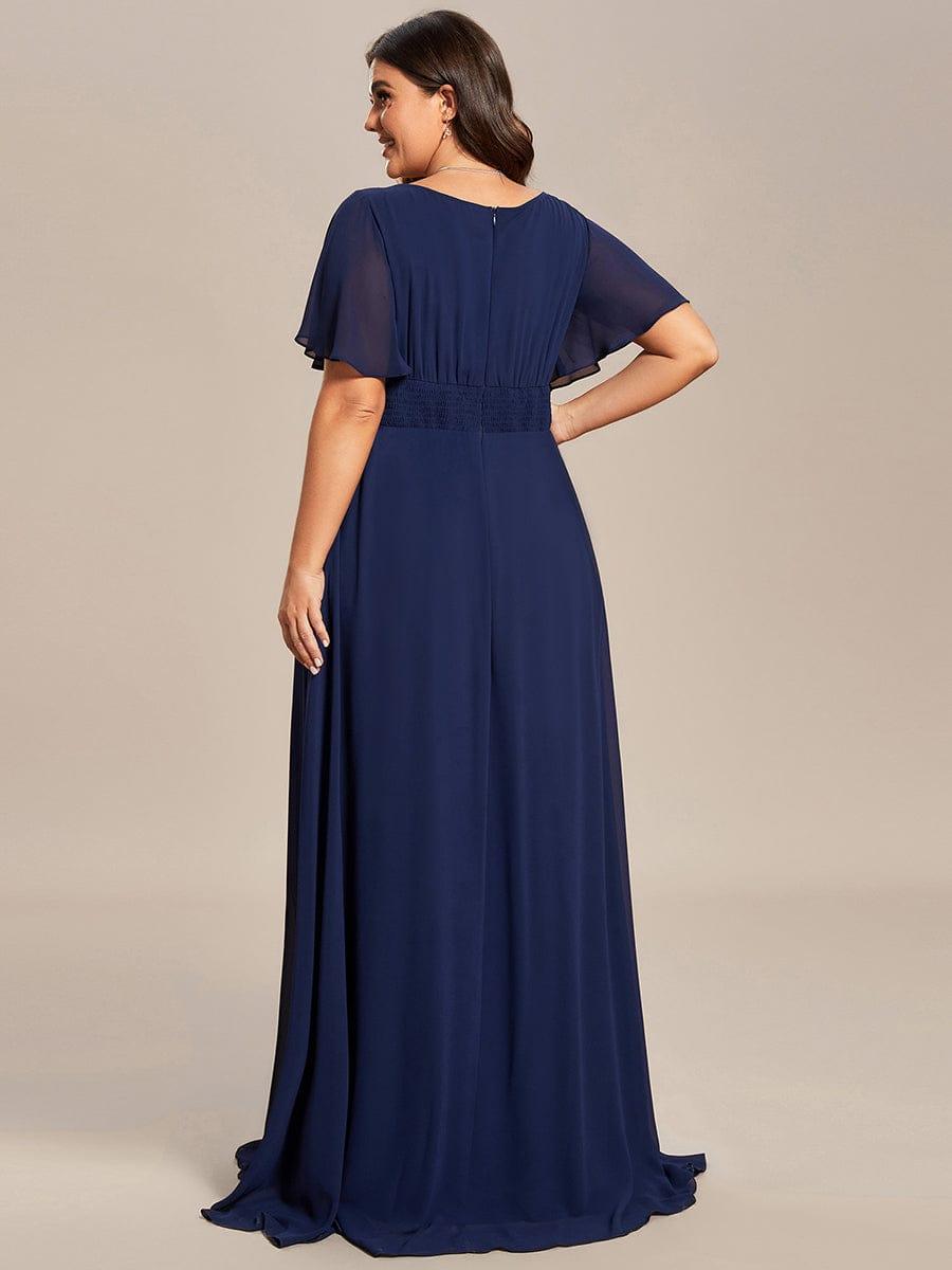Classic Chiffon Pleated A-Line Bridesmaid Dress with Short Sleeves