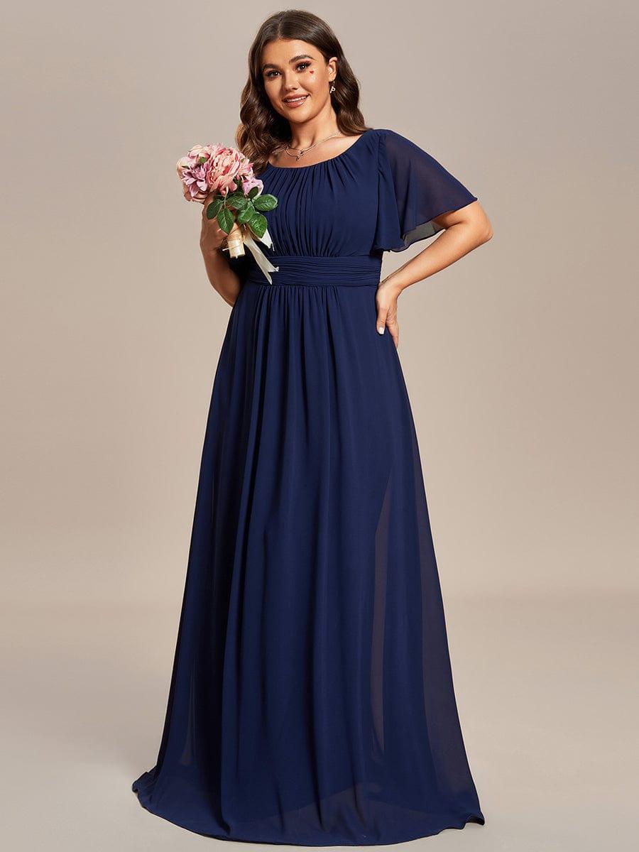 Stylish Plus Size Chiffon A-Line Jewel Neck Bridesmaid Dress with Sleeves