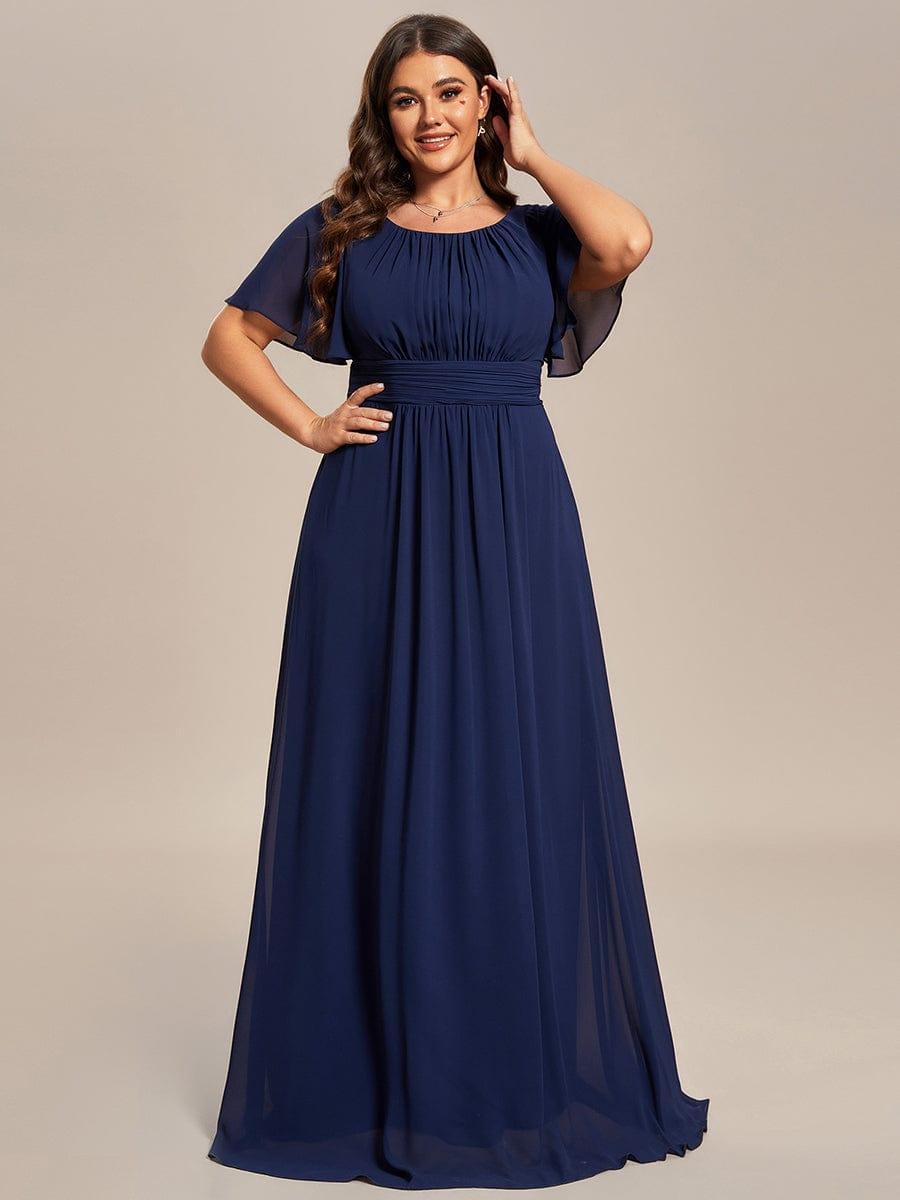 Stylish Plus Size Chiffon A-Line Jewel Neck Bridesmaid Dress with Sleeves