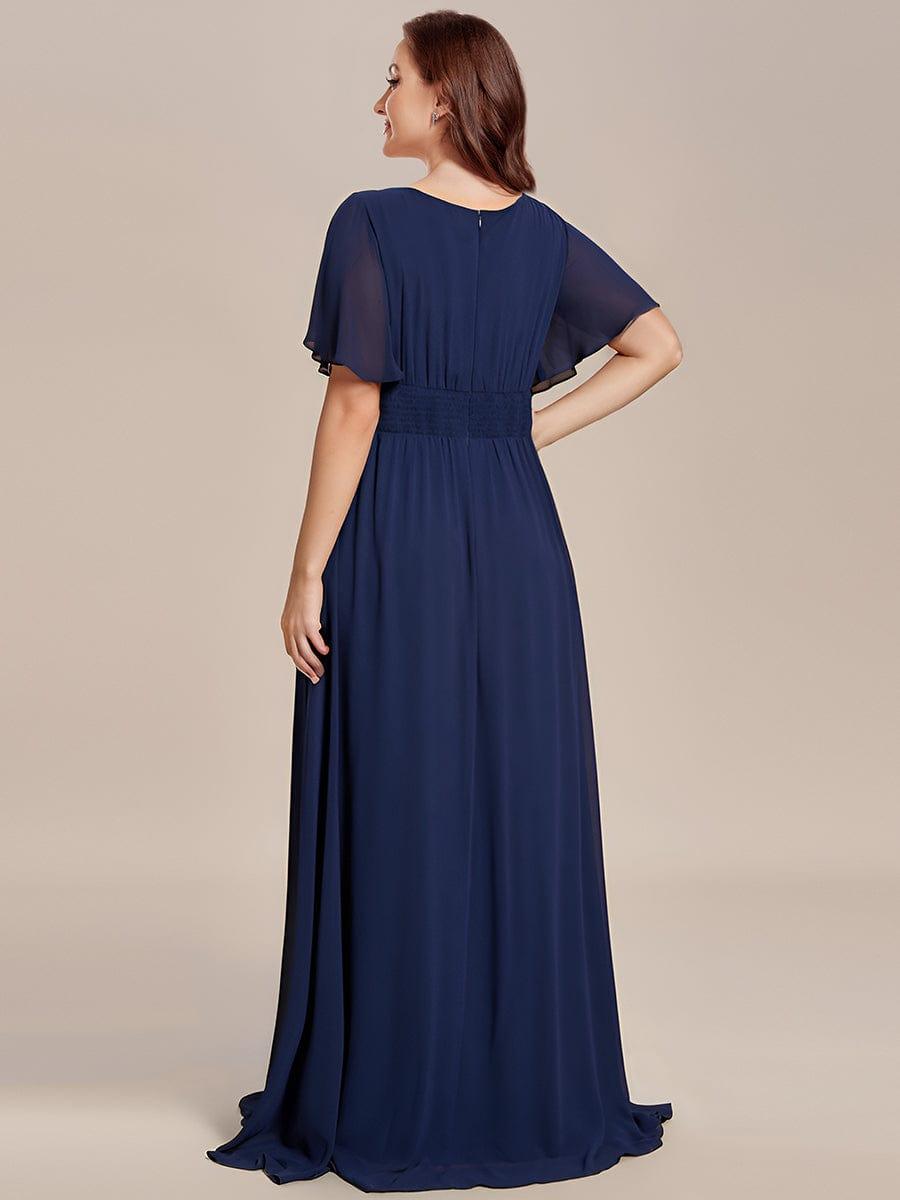 Classic Chiffon Pleated A-Line Bridesmaid Dress with Short Sleeves